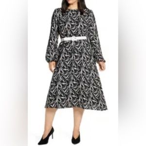 Halogen Long Sleeve Plus Size Midi Dress